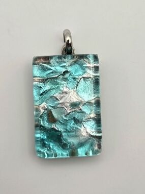 Vintage Murano Glass Pendant – Aqua Blue Art Glass – Made in Italy
